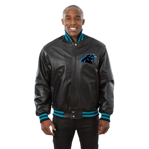 Carolina Panthers JH Design Leather Jacket - Black - JH Design