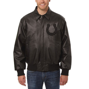 Indianapolis Colts JH Design Tonal All Leather Jacket - Black - JH Design