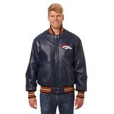 Denver Broncos JH Design Leather Jacket - Navy - JH Design