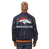 Denver Broncos JH Design Leather Jacket - Navy - JH Design