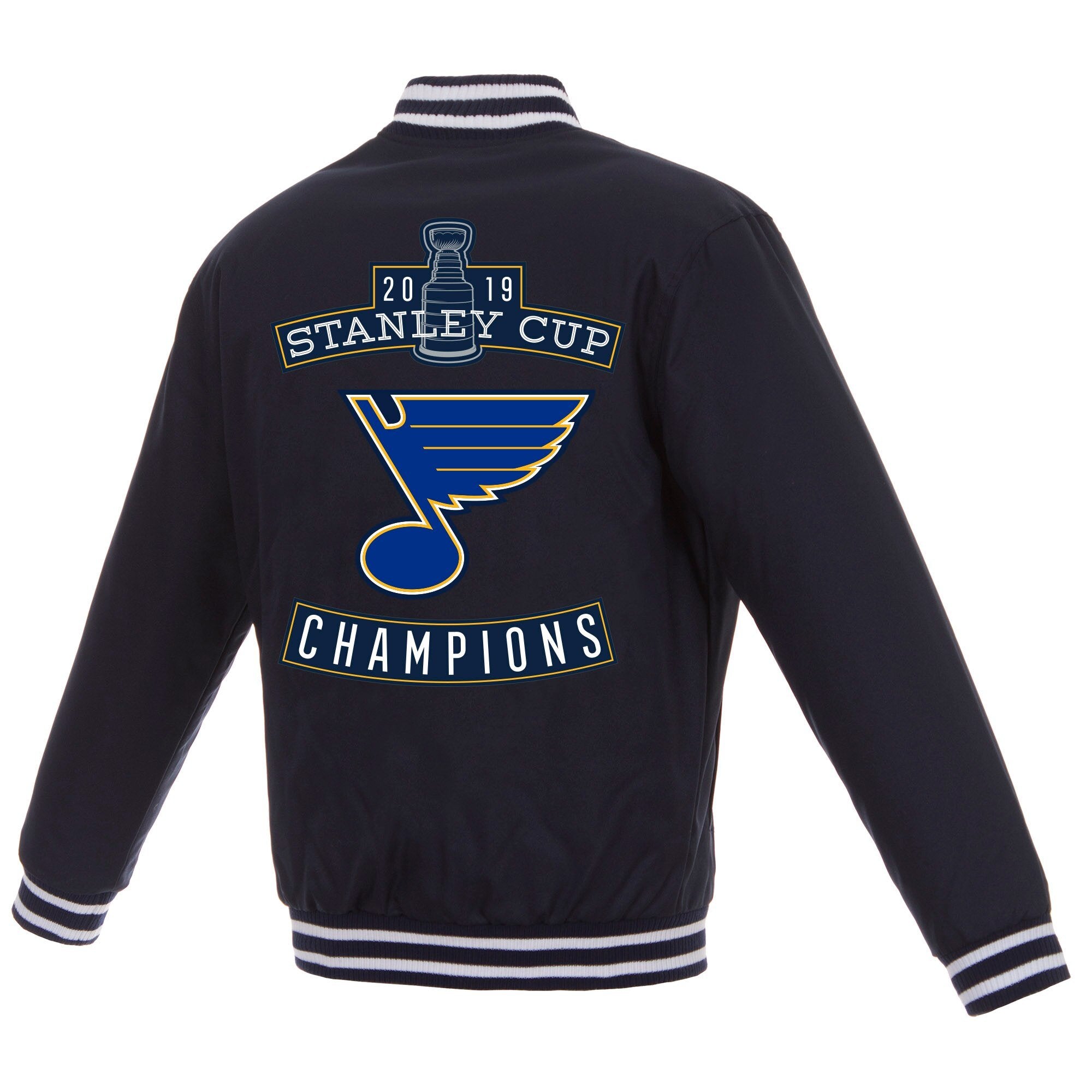 Men's JH Design Navy St. Louis Blues Two Hit Poly Twill Jacket
