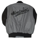 Montreal Expos Wool Jacket w/ Handcrafted Leather Logos - Grey - JH Design