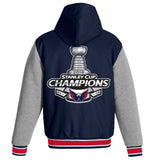 Washington Capitals JH Design 2018 Stanley Cup Champions Reversible Poly-Twill Fleece Sleeve Hooded Jacket – Navy - JH Design