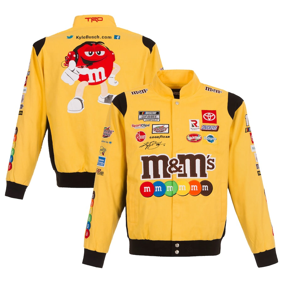 Authentic Kyle Busch M&Ms Full-Snap Twill Uniform Jacket - Yellow JH ...
