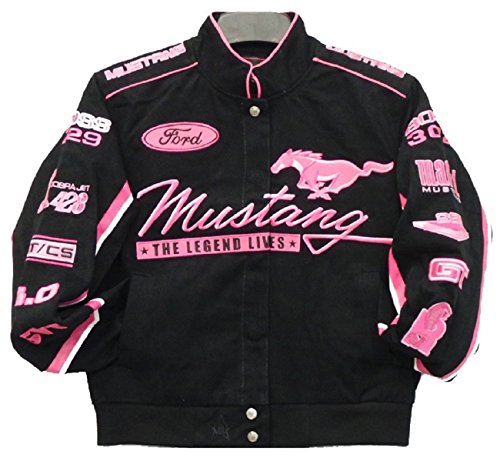 Ford Mustang Collage Women Twill Jacket - Black/Pink - J.H. Sports Jackets