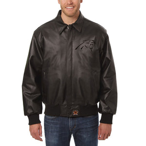 Carolina Panthers JH Design Tonal Leather Jacket - Black - JH Design