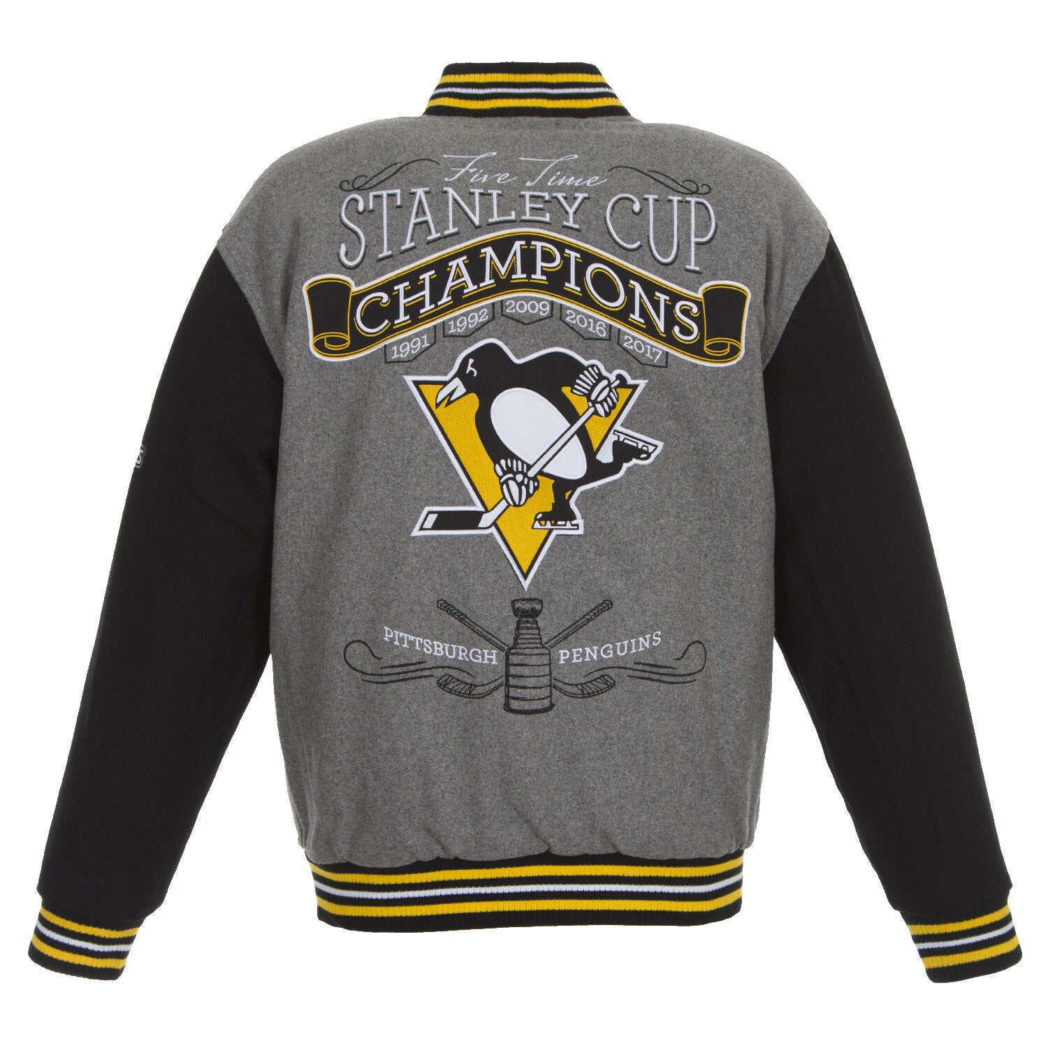 Pittsburgh Penguins Commemorative Reversible Wool Championship Jacket - Black 4X-Large