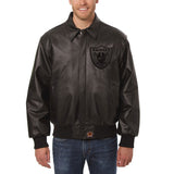 Las Vegas Raiders JH Design Tonal Leather Jacket - Black - JH Design