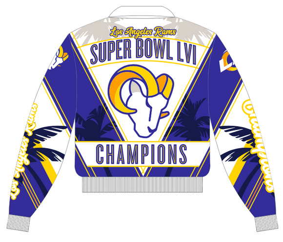 Los Angeles Rams Super Bowl LVI Champions Leather Full-Snap Jacket-Royal/White - J.H. Sports Jackets