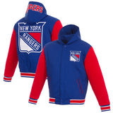 York Rangers Two-Tone Reversible Poly-Twill Hooded Jacket - Royal/Red - J.H. Sports Jackets
