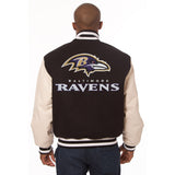 Baltimore Ravens Two-Tone Wool and Leather Jacket - Black/Cream - J.H. Sports Jackets