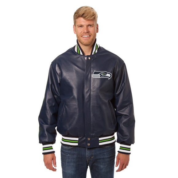New York Yankees JH Design Team Color Leather Jacket - Navy