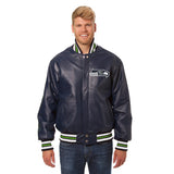 Seattle Seahawks JH Design Leather Jacket - Navy - JH Design