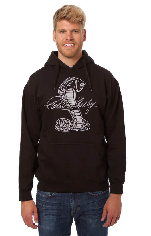 Shelby Cobra Pull-Over Hooded Sweatshirt - Black - JH Design