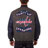 Washington Capitals JH Design 2018 Stanley Cup Champions Wool & Leather Jacket – Charcoal - JH Design