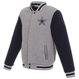 Dallas Cowboys Reversible Two Tone Fleece Jacket - Gray/Navy - JH Design
