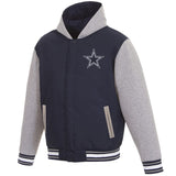 Dallas Cowboys Reversible Poly Twill Hooded Jacket - Navy/Gray - JH Design