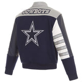 Dallas Cowboys Wool and Leather Classic Jacket - Navy/Gray - JH Design
