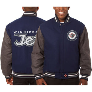 Winnipeg Jets Embroidered All Wool Two-Tone Jacket - Navy/Gray - JH Design