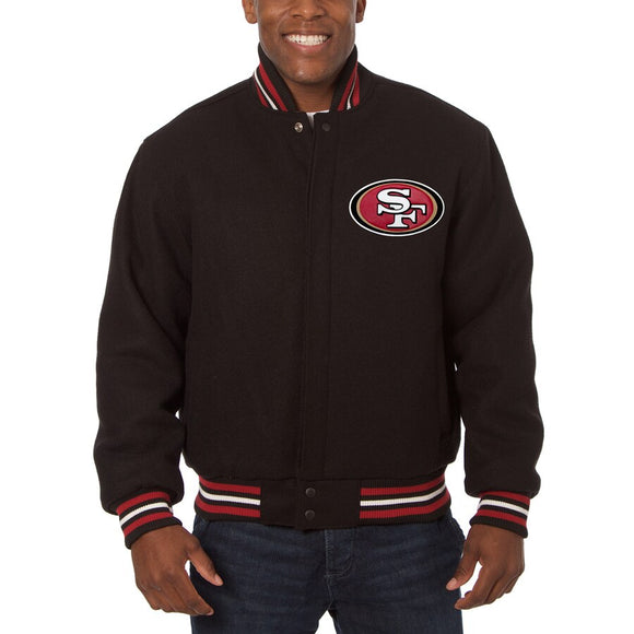 San Francisco 49ers JH Design Wool Full-Snap Jacket - Black - JH Design