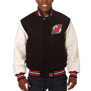 New Jersey Devils Two-Tone Wool and Leather Jacket - Red/White Medium