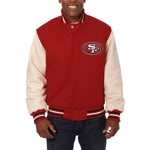 San Francisco 49ers JH Design Wool & Leather Full-Snap Jacket - Scarlet/Cream - JH Design