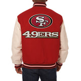 San Francisco 49ers JH Design Wool & Leather Full-Snap Jacket - Scarlet/Cream - JH Design