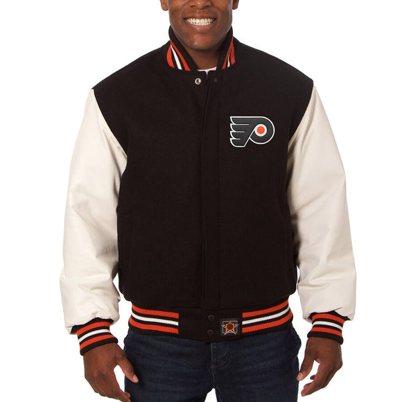 Philadelphia Flyers Two-Tone Wool and Leather Jacket - Black - JH Design