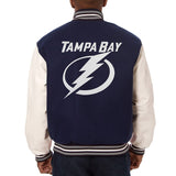 Tampa Bay Lightning Two-Tone Wool and Leather Jacket - Navy - JH Design