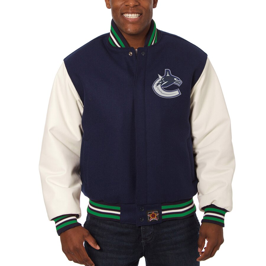 Vancouver Canucks Embroidered All Wool Two-Tone Jacket - Navy/Gray