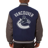 Vancouver Canucks Embroidered All Wool Two-Tone Jacket - Navy/Gray - JH Design