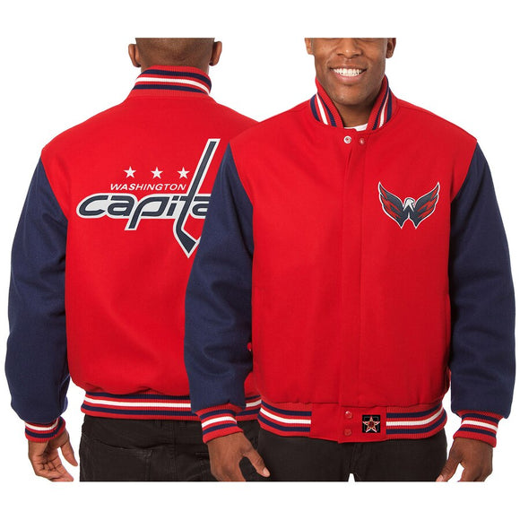 Washington Capitals Embroidered All Wool Two-Tone Jacket - Red/Navy - JH Design