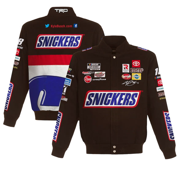 2021 Kyle Busch Brown Snickers Full-Snap Twill Uniform Jacket - Limited Edition - J.H. Sports Jackets