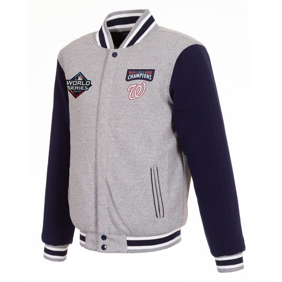 Washington Nationals JH Design 2019 World Series Champions Reversible Fleece Full-Snap Jacket - Gray - JH Design