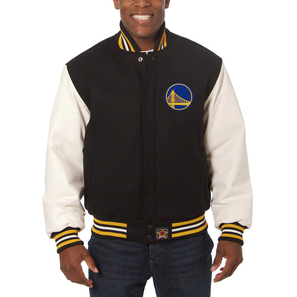 Copy of Golden State Warriors Domestic Two-Tone Wool and Leather Jacket Black-White - J.H. Sports Jackets