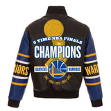Golden State Warriors JH Design 2017 NBA Finals Champions Leather Jacket - Black - JH Design