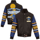 Golden State Warriors JH Design 2017 NBA Finals Champions Leather Jacket - Black - JH Design